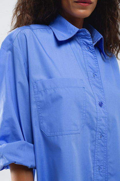Super Oversized High Low Shirt in Blue - Shirts