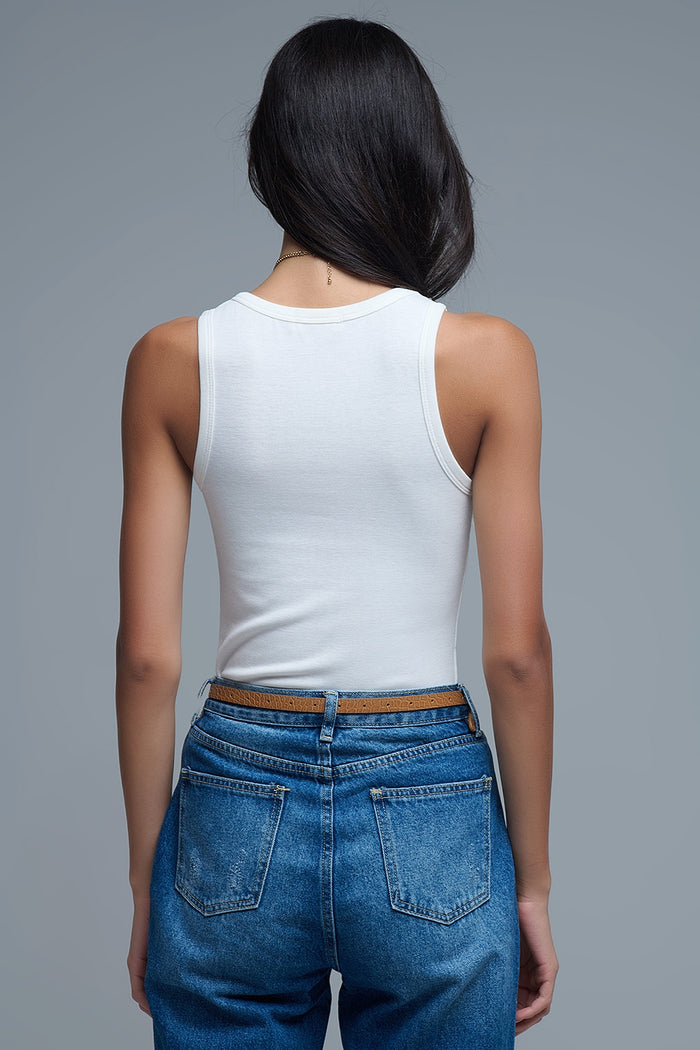 Super Soft Knitted Basic Tank in Cream