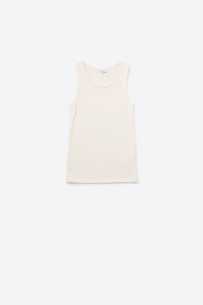 Super Soft Knitted Basic Tank in Cream