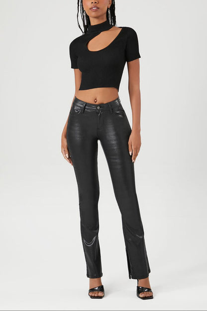 Sweater-Knit Cutout Crop Top