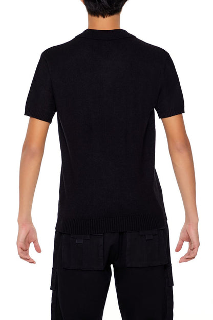 Sweater-Knit Polo Shirt