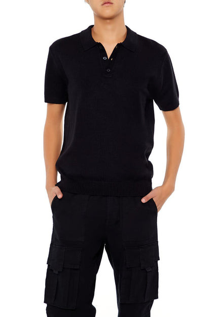 Sweater-Knit Polo Shirt