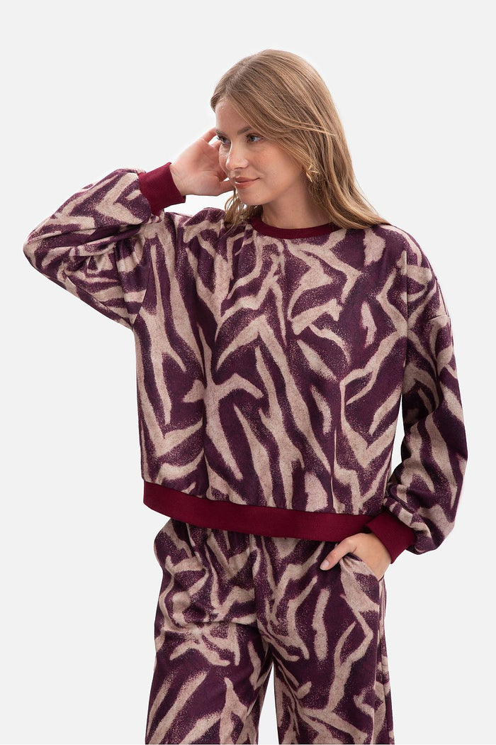 Sweatshirt brushed knit fabric with a print multicolor - Sweatshirts