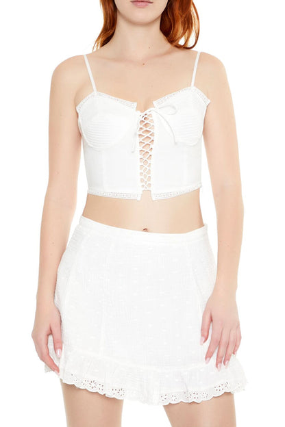 Sweetheart Lace-Up Cropped Cami