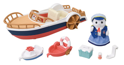 Sylvanian Families Seal Sailor's Leisure Boat with Amora seal mother and paddle boat – view 3