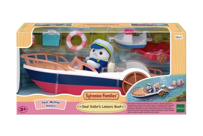 Sylvanian Families Seal Sailor's Leisure Boat with Amora seal mother and paddle boat – view 4