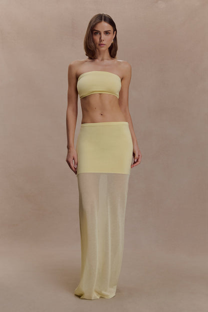 Tanyel Sheer And Bandage Knit Maxi Skirt - Lemon