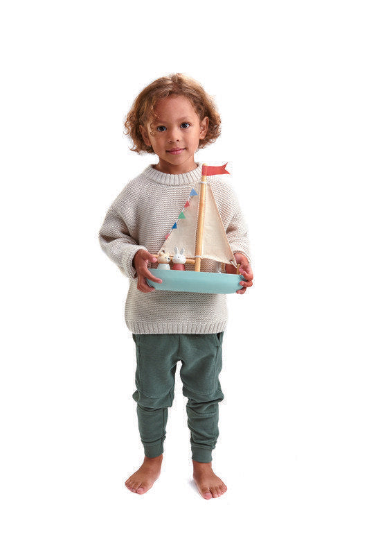 Tender Leaf Toys Wooden Sailaway Boat