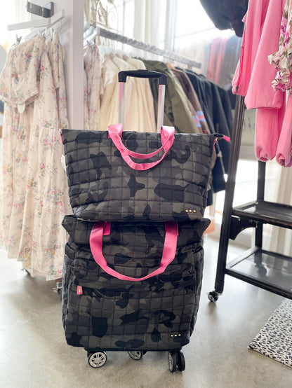 Tenley Quilted Tote Roller Bag-Camo