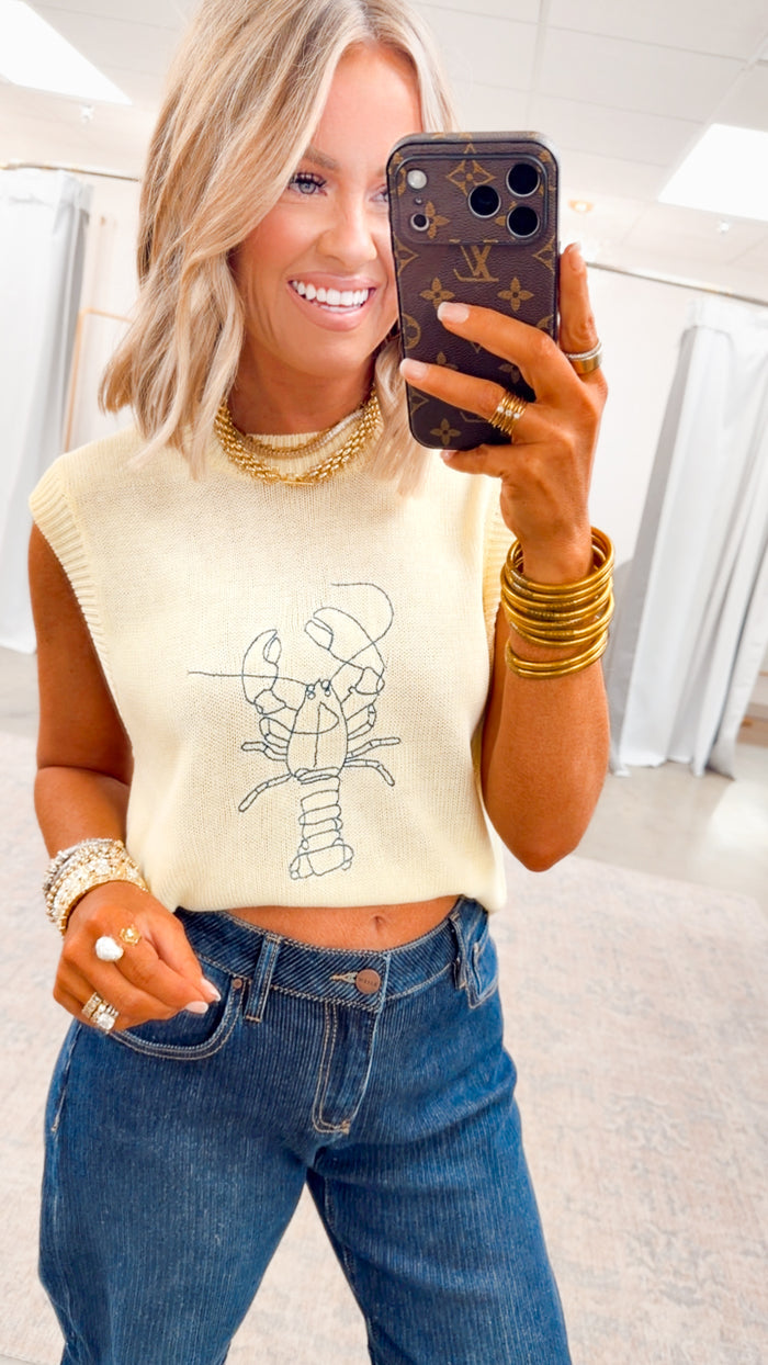 The Coastal Lobster Vest-Butter/Navy