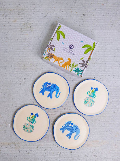 The Jester of December Ceramic Coasters/Tapas Plates Set by pinklay