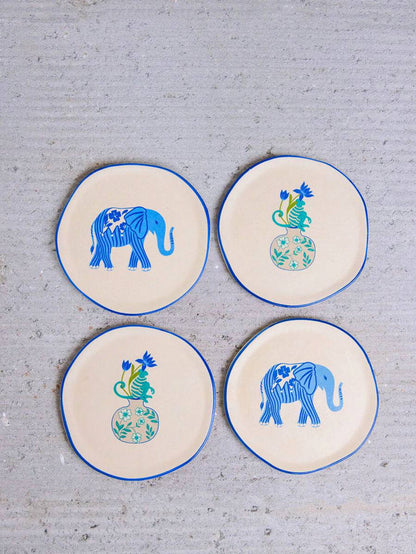 The Jester of December Ceramic Coasters/Tapas Plates Set by pinklay