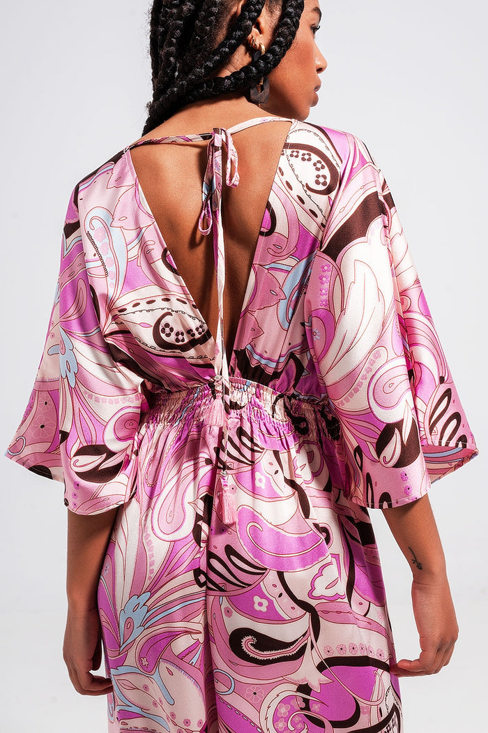 Tie back midi dress in pink - dress