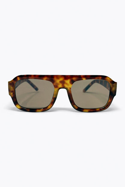 Tortoise Brown Square Frame Sunglasses for Women