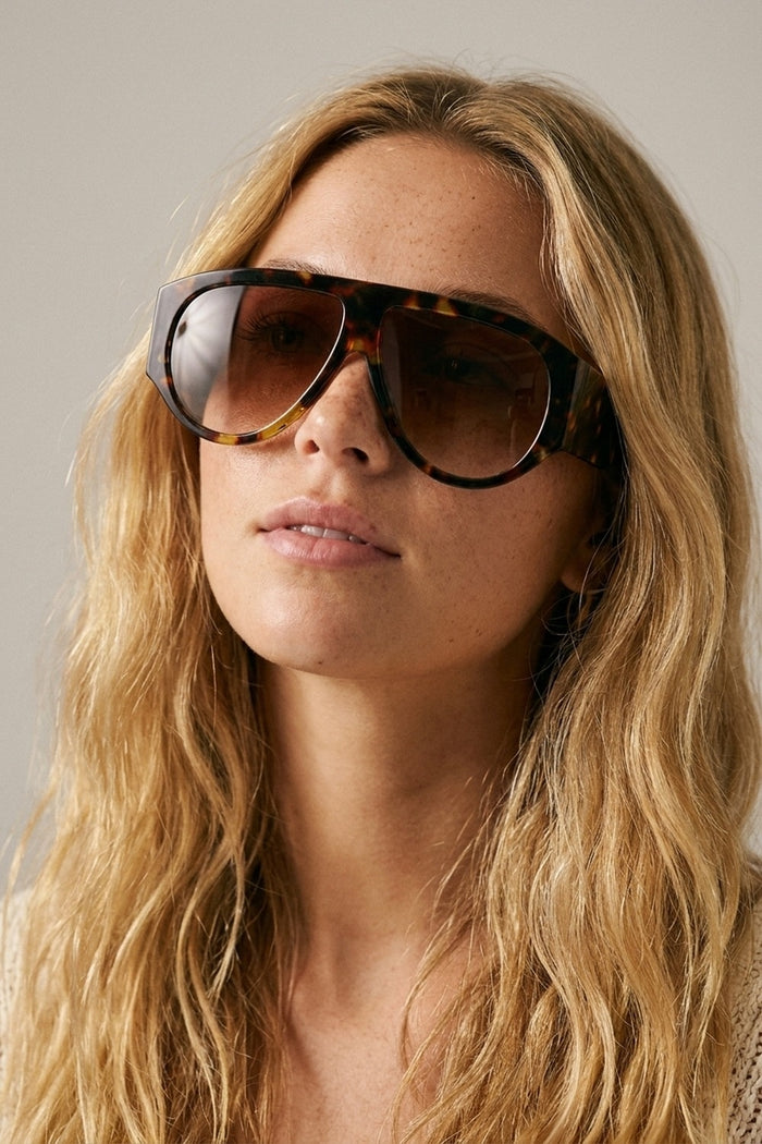 Tortoise Oversized Shield Sunglasses with Gradient Lens