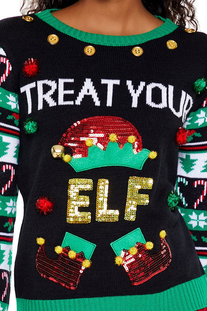 Treat Your Elf Christmas Sweater