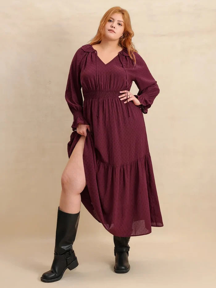 Trendsi Flounce Sleeve Maxi Dress for Curvy Women - Dresses