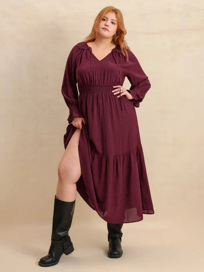 Trendsi Flounce Sleeve Maxi Dress for Curvy Women - Dresses