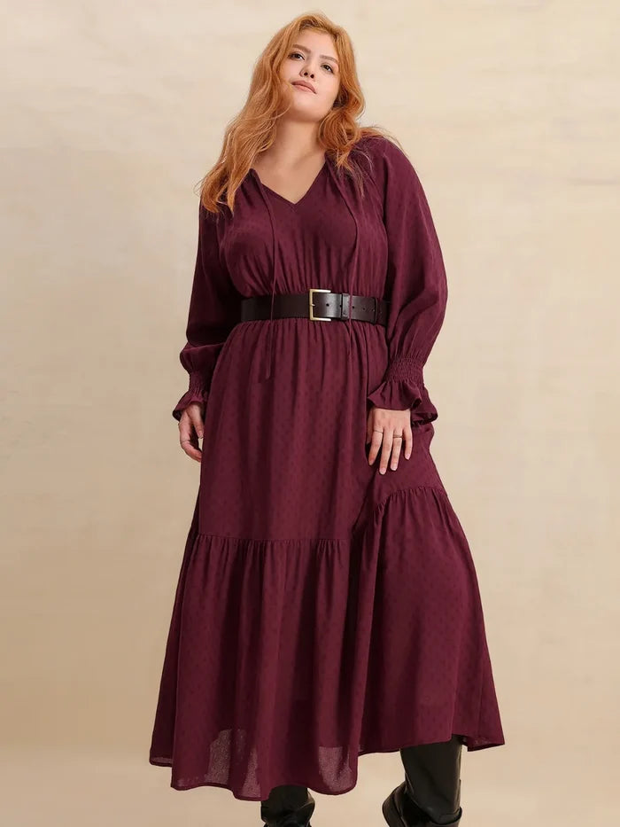 Trendsi Flounce Sleeve Maxi Dress for Curvy Women - Dresses