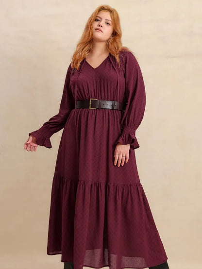 Trendsi Flounce Sleeve Maxi Dress for Curvy Women - Dresses