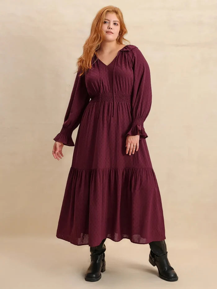 Trendsi Flounce Sleeve Maxi Dress for Curvy Women - Dresses