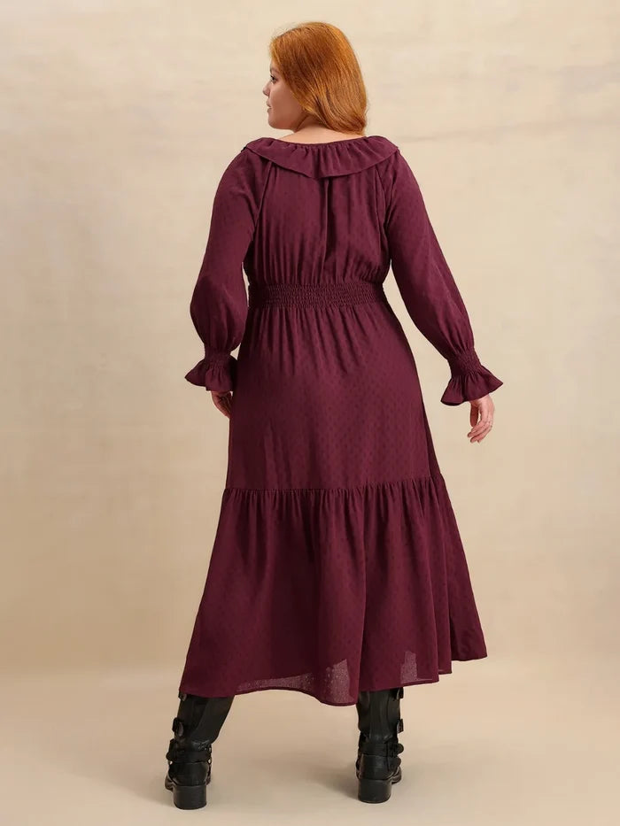 Trendsi Flounce Sleeve Maxi Dress for Curvy Women - Dresses