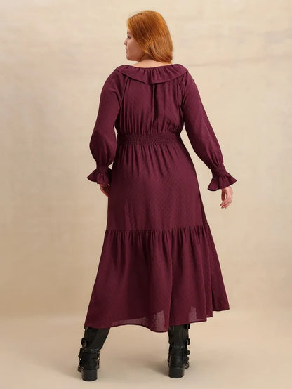 Trendsi Flounce Sleeve Maxi Dress for Curvy Women - Dresses