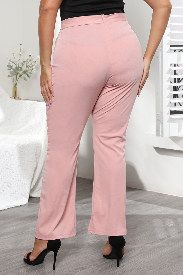 Trendsi Women's Plus Size Plain Trousers in Blush Pink - Trousers