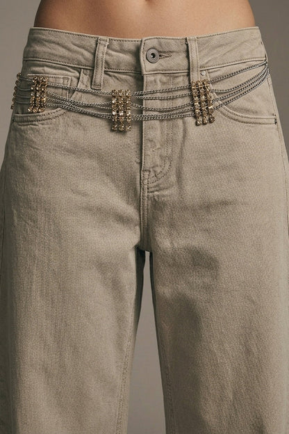 Trendy Beige Baggy Barrel Balloon Jeans with Pockets - Coloured Jeans