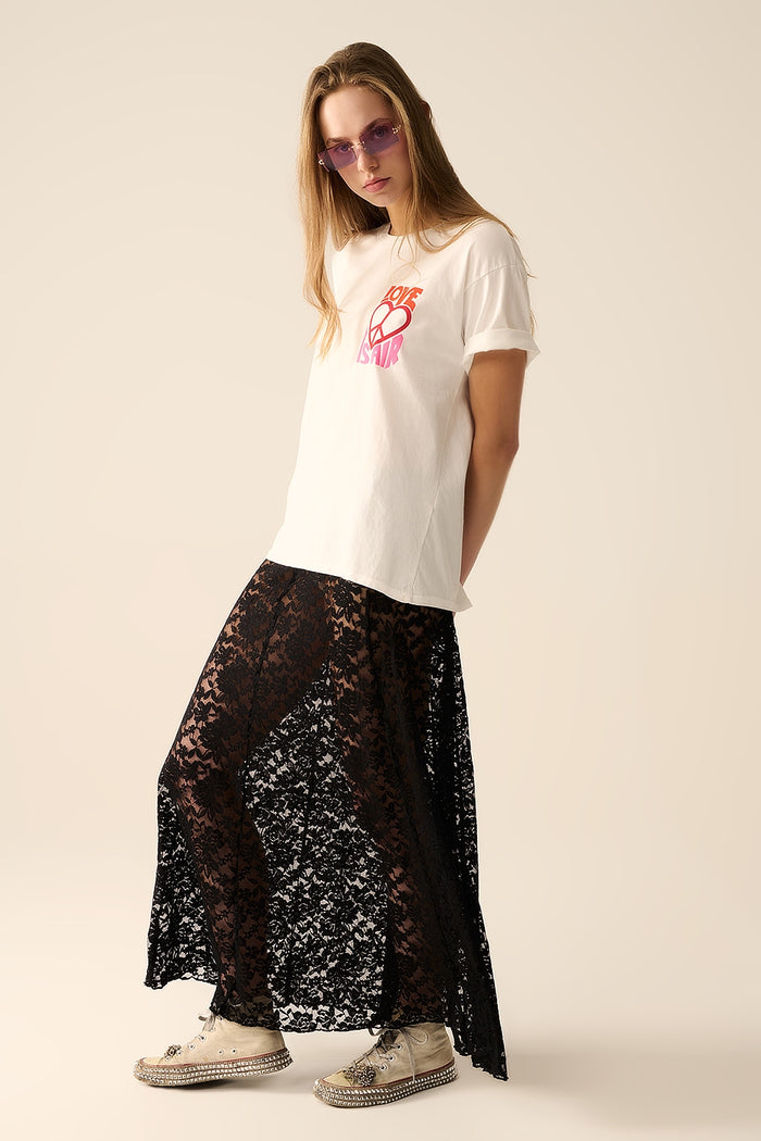 trendy black lace long skirt