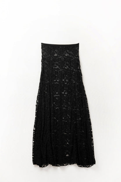 trendy black lace long skirt