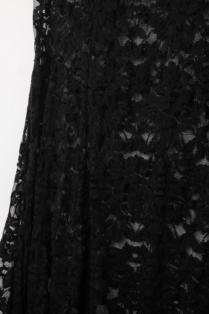 trendy black lace long skirt