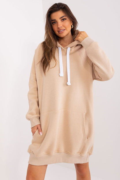 Trendy Loungewear for Women Hoodie Dress beige one-size-fits-all - Sweaters