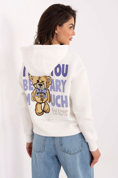 Trendy White Hoodie for Ladies - Casual Comfort - Sweaters