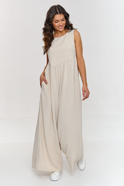 Trendy Wide Leg Jumpsuit in Soft Beige beige - Jumpsuits