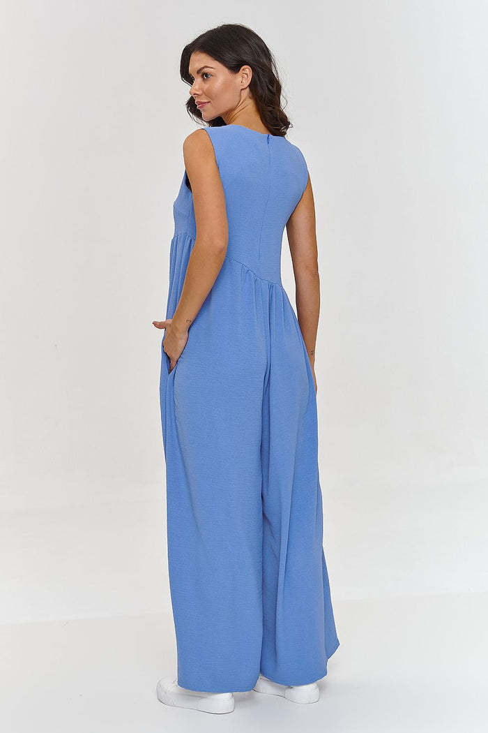Trendy Wide Leg Jumpsuit in Soft Beige - Jumpsuits