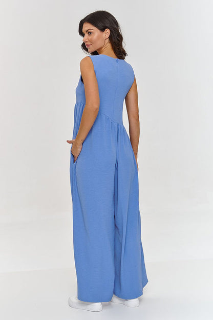Trendy Wide Leg Jumpsuit in Soft Beige - Jumpsuits
