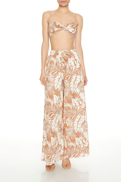 Tropical Leaf Print Cropped Cami