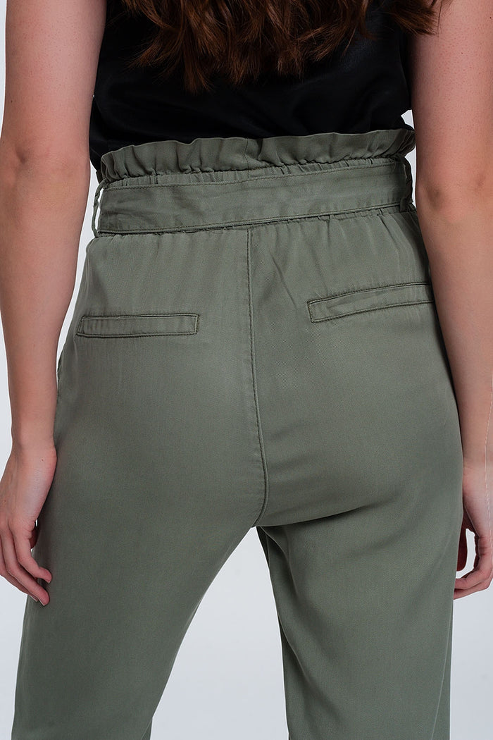 Trousers with tie waist in green - trousers