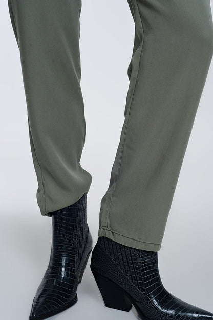 Trousers with tie waist in green - trousers