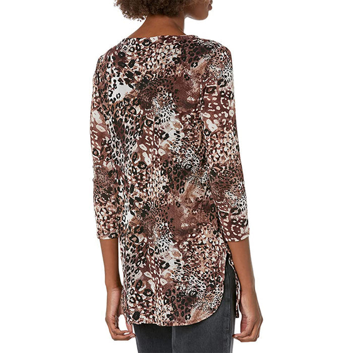 Tunic with 3-Quarter Sleeve Printed Mesh
