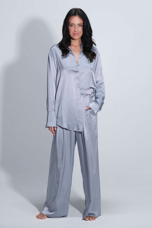 Twyla Silk Pyjama Set Blue - Size S | Archive Sample