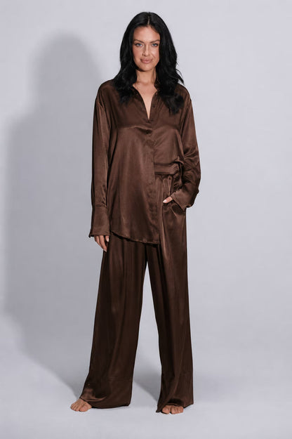 Twyla Silk Pyjama Set Chocolate | Archive Sample