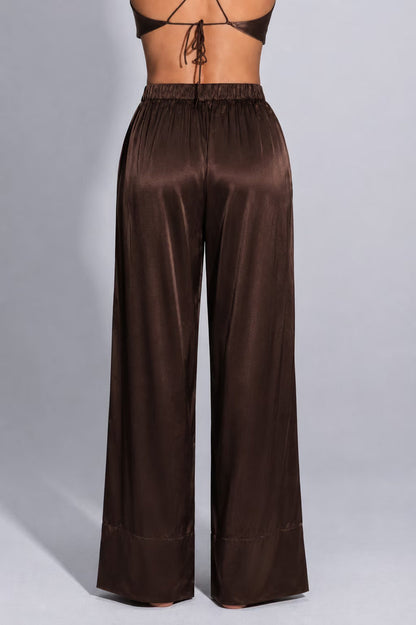 Twyla Silk Pyjama Set Chocolate | Archive Sample