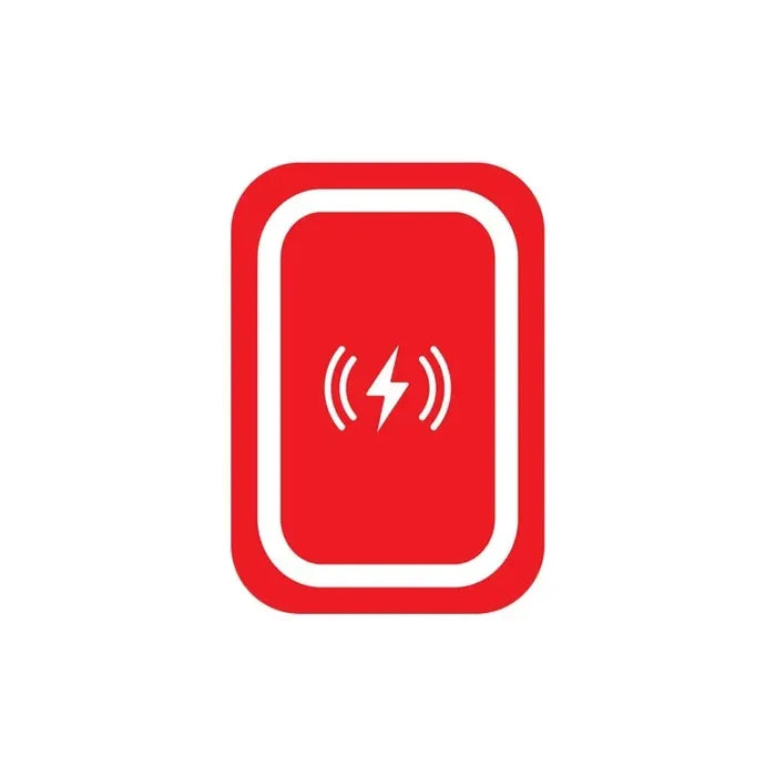 a red button with a lightning symbol