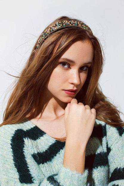 Velvet headband with rhinestone embellishments