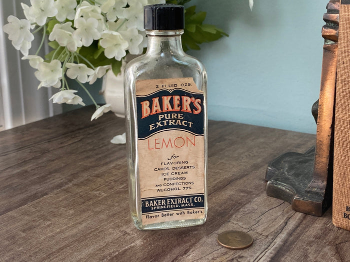 Vintage Baker's Pure Extract Bottle, Springfield Massachusetts at Duckwells