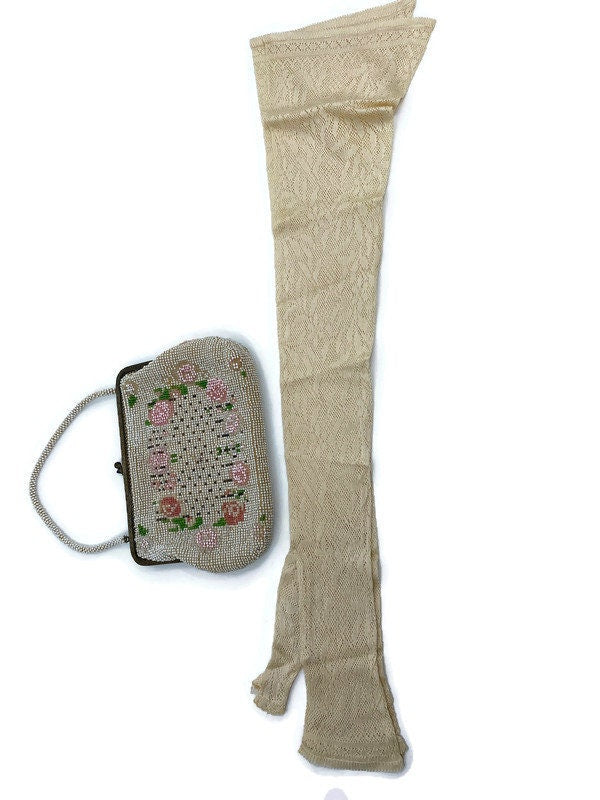 Vintage Beaded Purse and Gloves at Duckwells