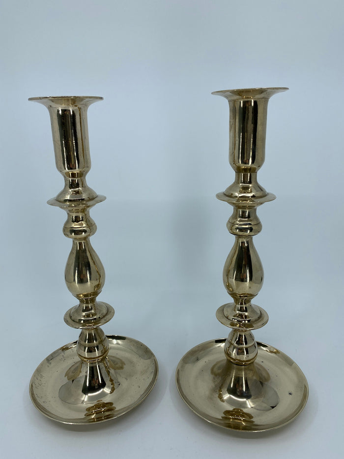 Vintage Brass Candlesticks, Pair of Tall Candle Holders at Duckwells