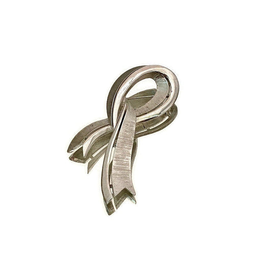 Vintage Crown Trifari Silvertone Ribbon Brooch Pin at Duckwells